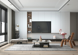 电视机满墙柜客厅装饰现代简约风