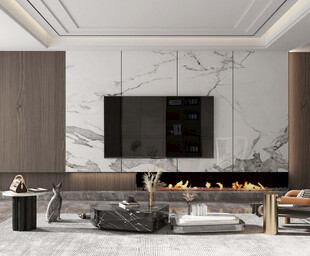 电视机满墙柜客厅装饰现代简约风