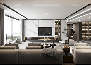 电视机满墙柜客厅装饰现代简约风