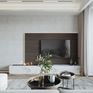 电视机满墙柜客厅装饰现代简约风