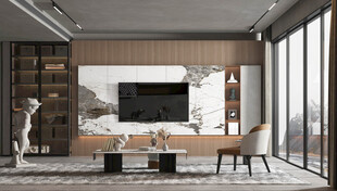 电视机满墙柜客厅装饰现代简约风