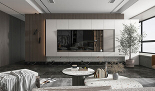 电视机满墙柜客厅装饰现代简约风