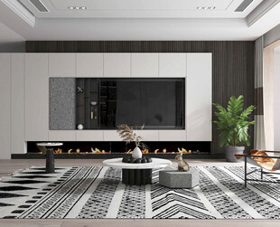 电视机满墙柜客厅装饰现代简约风