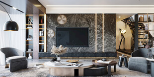 电视机满墙柜客厅装饰现代简约风