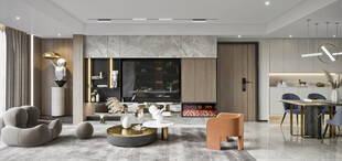 电视机满墙柜客厅装饰现代简约风