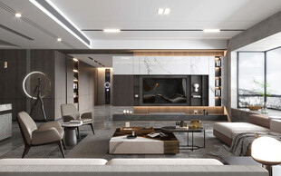 电视机满墙柜客厅装饰现代简约风