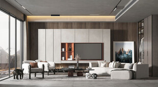 电视机满墙柜客厅装饰现代简约风