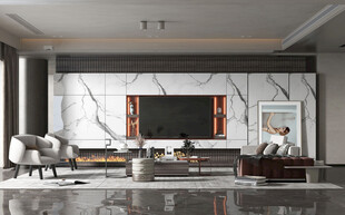 电视机满墙柜客厅装饰现代简约风