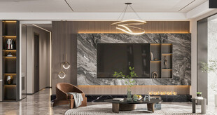 电视机满墙柜客厅装饰现代简约风