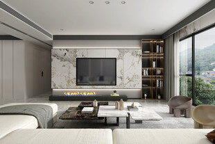 电视机满墙柜客厅装饰现代简约风