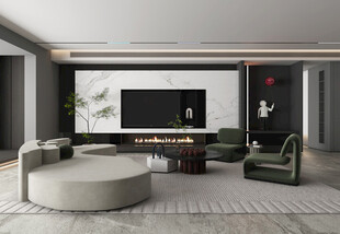 电视机满墙柜客厅装饰现代简约风