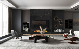 电视机满墙柜客厅装饰现代简约风