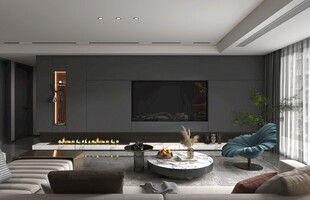 电视机满墙柜客厅装饰现代简约风