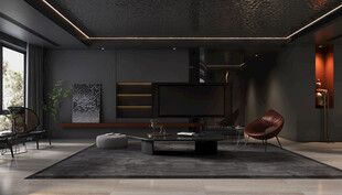 电视机满墙柜客厅装饰现代简约风