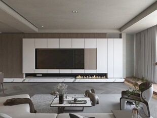 电视机满墙柜客厅装饰现代简约风