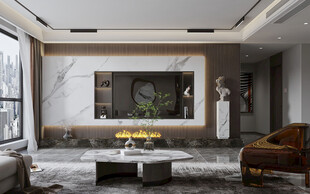 电视机满墙柜客厅装饰现代简约风