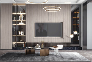 电视机满墙柜客厅装饰现代简约风