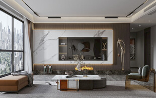 电视机满墙柜客厅装饰现代简约风