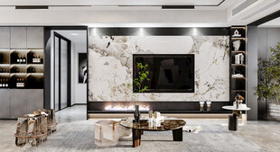 电视机满墙柜客厅装饰现代简约风