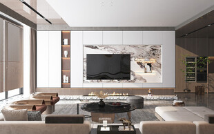 电视机满墙柜客厅装饰现代简约风