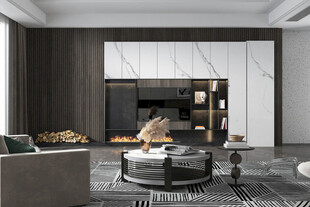 电视机满墙柜客厅装饰现代简约风