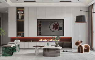 电视机满墙柜客厅装饰现代简约风