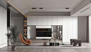 电视机满墙柜客厅装饰现代简约风