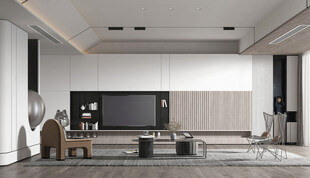 电视机满墙柜客厅装饰现代简约风