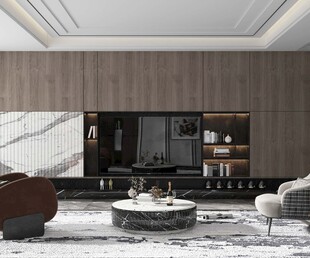 电视机满墙柜客厅装饰现代简约风