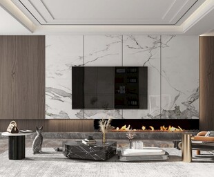 电视机满墙柜客厅装饰现代简约风