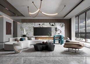 电视机满墙柜客厅装饰现代简约风