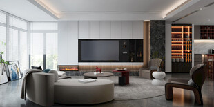 电视机满墙柜客厅装饰现代简约风