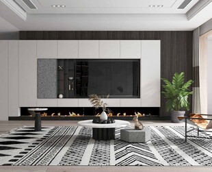 电视机满墙柜客厅装饰现代简约风