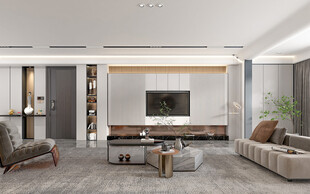 电视机满墙柜客厅装饰现代简约风