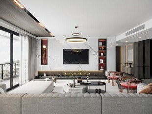 电视机满墙柜客厅装饰现代简约风