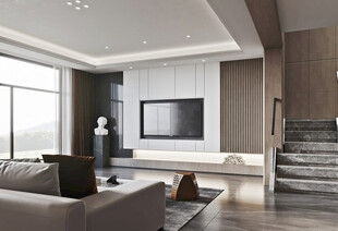 电视机满墙柜客厅装饰现代简约风