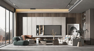 电视机满墙柜客厅装饰现代简约风