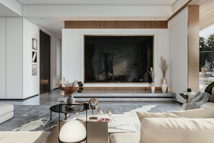 电视机满墙柜客厅装饰现代简约风