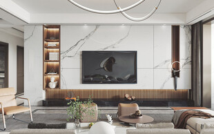 电视机满墙柜客厅装饰现代简约风
