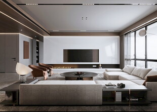 电视机满墙柜客厅装饰现代简约风