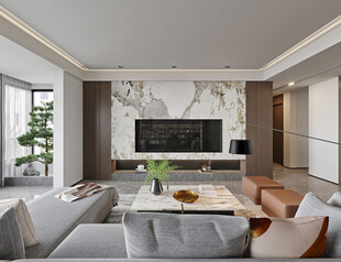 电视机满墙柜客厅装饰现代简约风