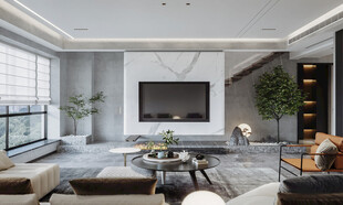 电视机满墙柜客厅装饰现代简约风