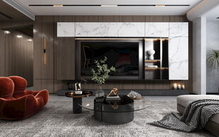 电视机满墙柜客厅装饰现代简约风