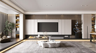 电视机满墙柜客厅装饰现代简约风
