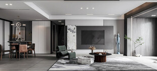 电视机满墙柜客厅装饰现代简约风