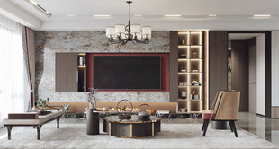 电视机满墙柜客厅装饰现代简约风