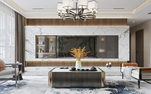 电视机满墙柜客厅装饰现代简约风