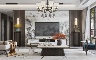 电视机满墙柜客厅装饰现代简约风