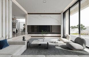 电视机满墙柜客厅装饰现代简约风