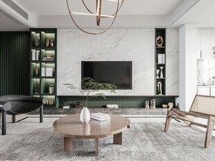 电视机满墙柜客厅装饰现代简约风